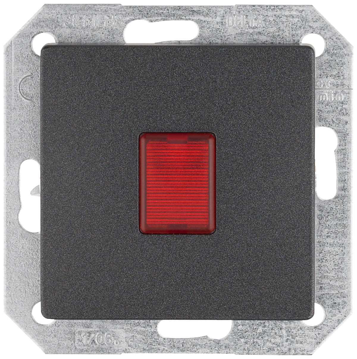 DELTA i-system light signal with red window and glow lamp 250V, carbon metallic