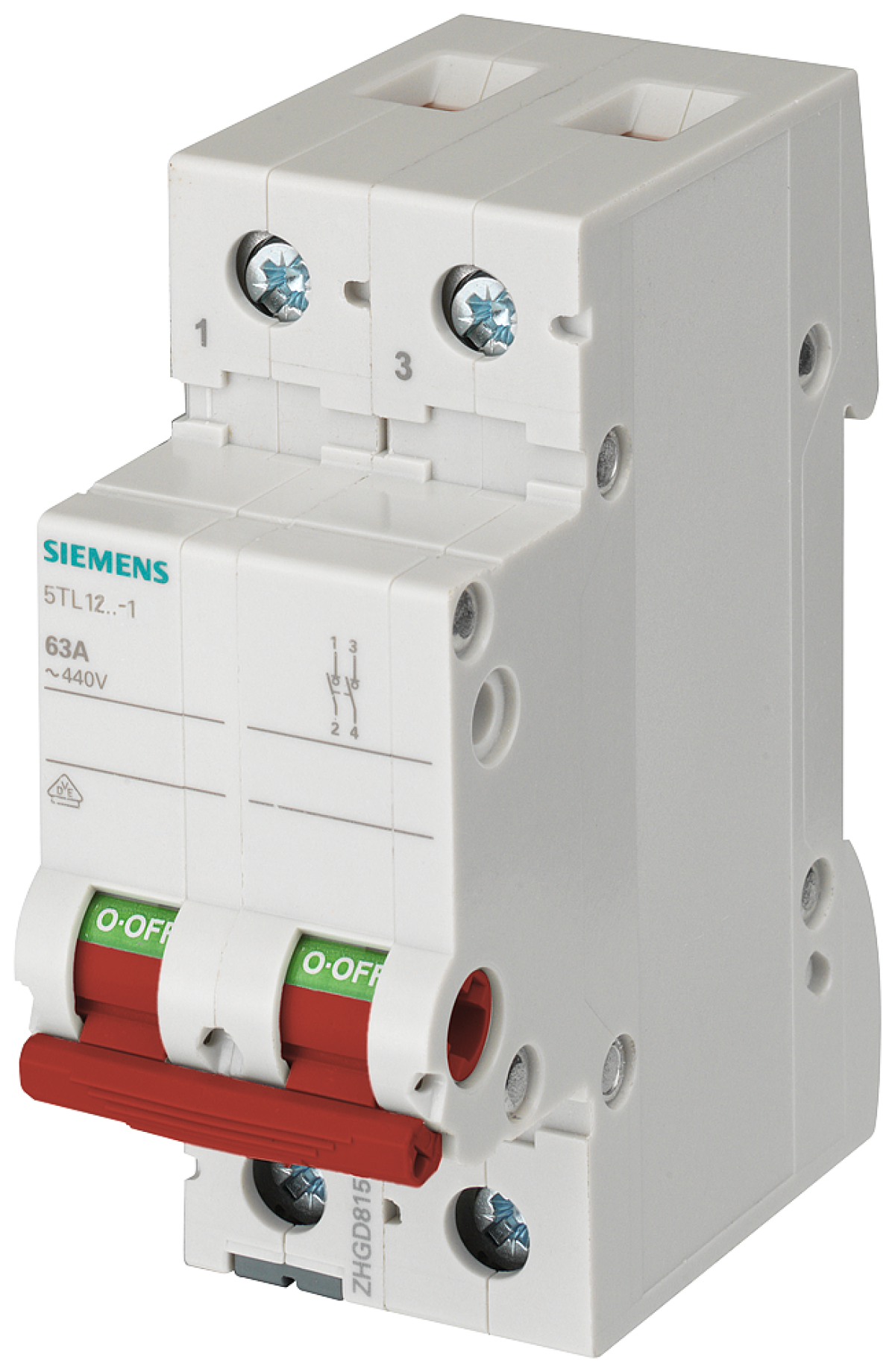 OFF switch 63 A 2-pole, with red handle