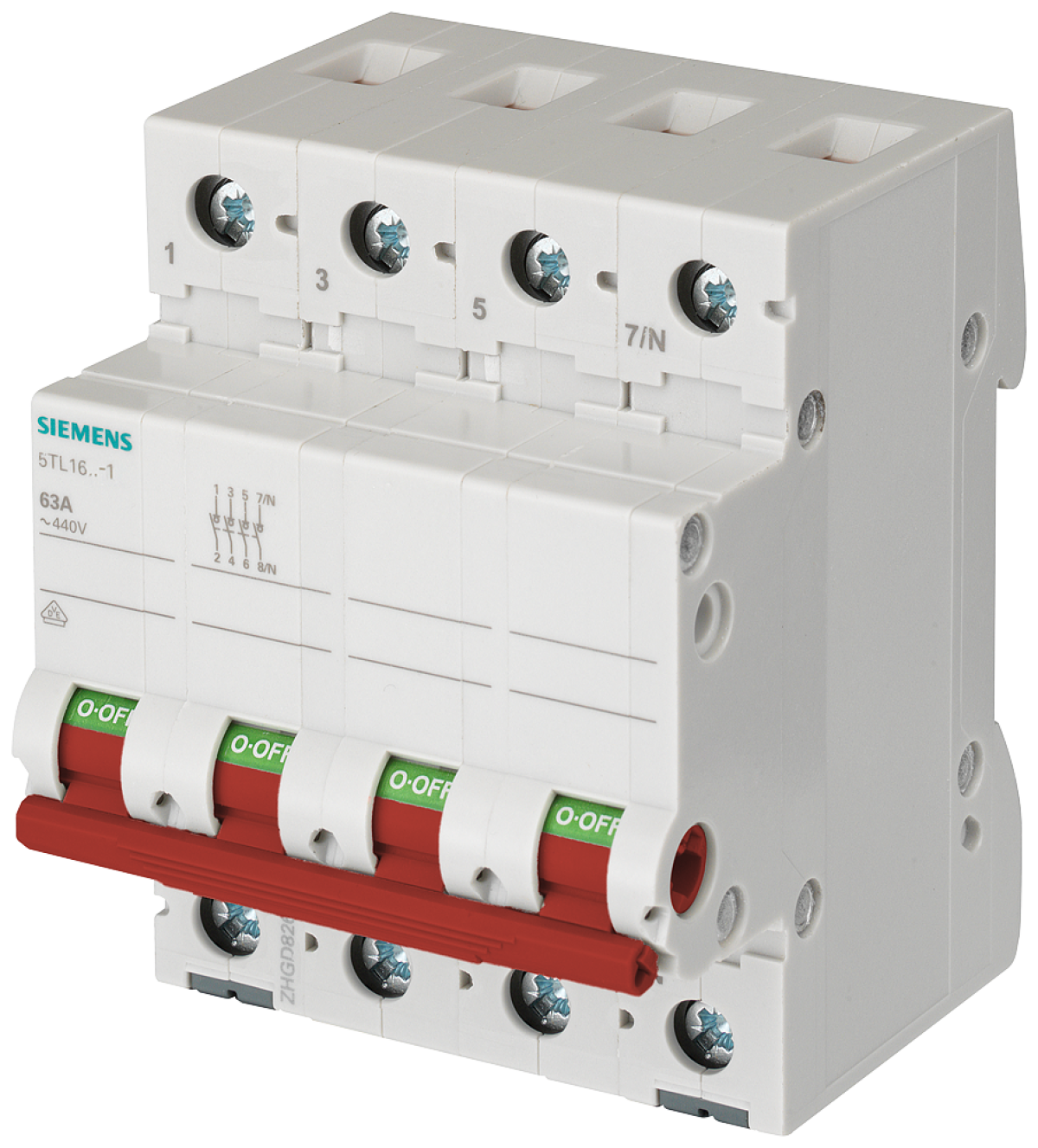 OFF switch 100 A 3-poleN, with red handle