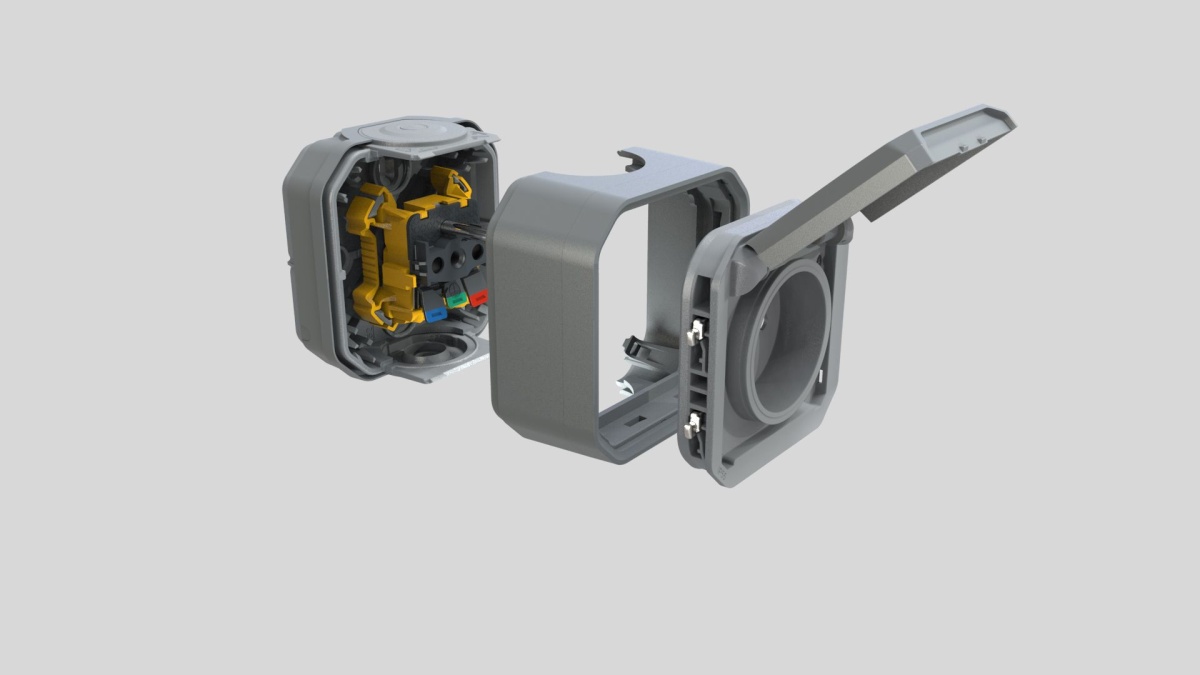 Plexo IP 55 componível - Tomada 2PT, standard FB, Cinzento
