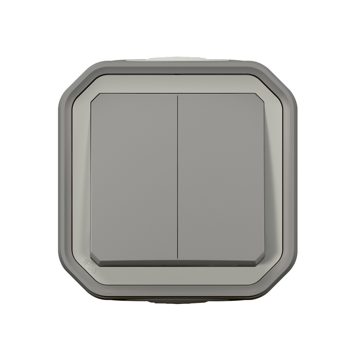 Plexo IP 55 monobloco saliente - Comando duplo multifunções, Cinzento