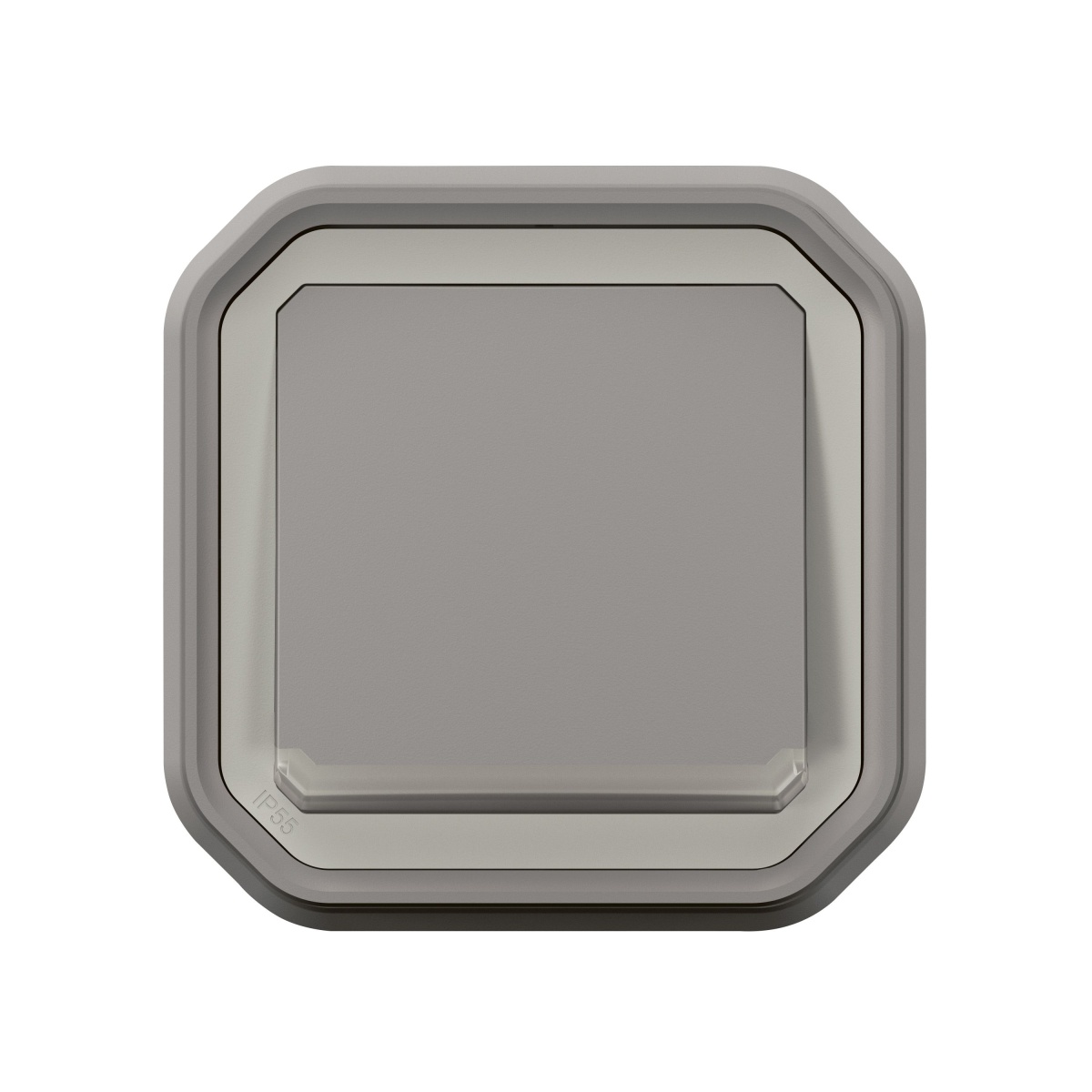 Plexo IP 55 monobloco encastrar - Botão simples luminoso NA, Cinzento