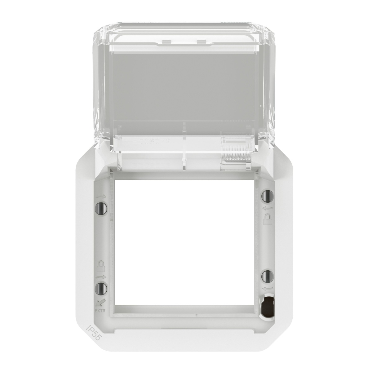 Plexo IP 55 componível - Adaptador Mosaic com tampa transparente, Branco