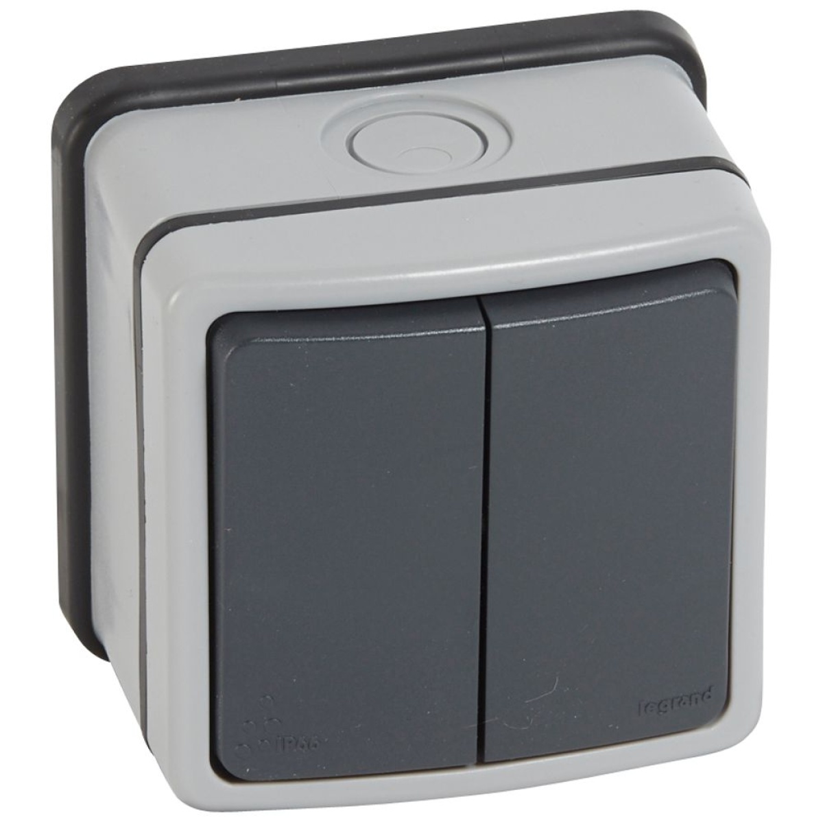 Plexo 66 - Comutador de escada duplo - 20 A - Saliente - IP66  IK08 - Cinzento