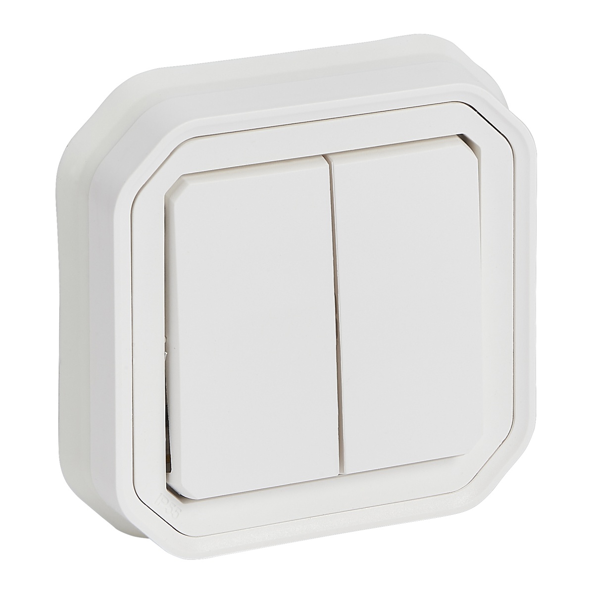 Plexo IP 55 monobloco encastrar - Comando duplo multifunções, Branco