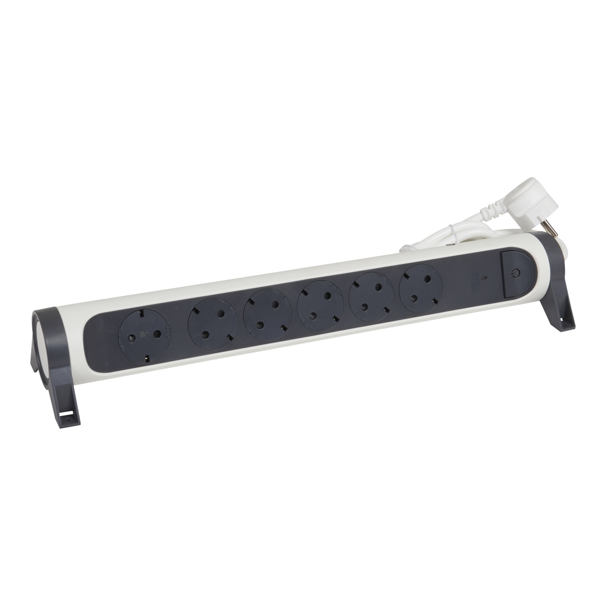 Bloco multitomadas 6 x 2PT c interruptor  disjuntor - cabo 1,5m - BrancoCinz