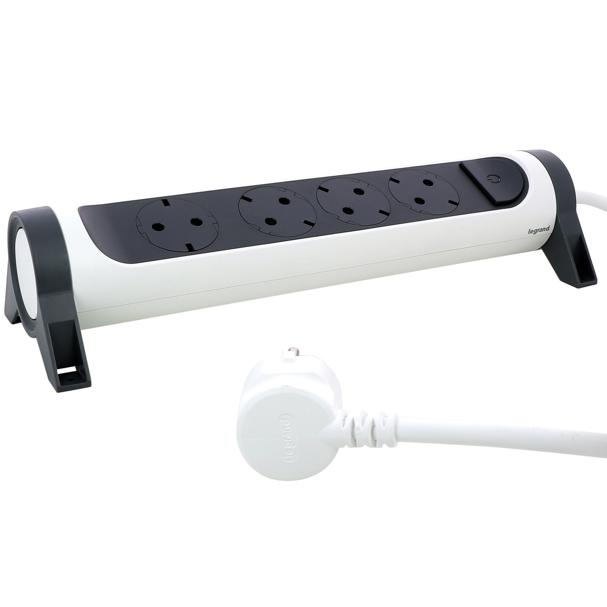 Bloco multitomadas 4 x 2PT c interruptor - cabo 3m - BrancoCinzento escuro