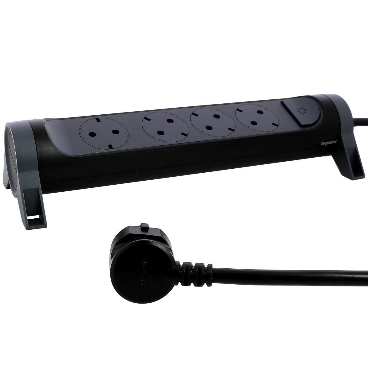 Bloco multitomadas 4 x 2PT c interruptor - cabo 3m - PretoCinzento escuro