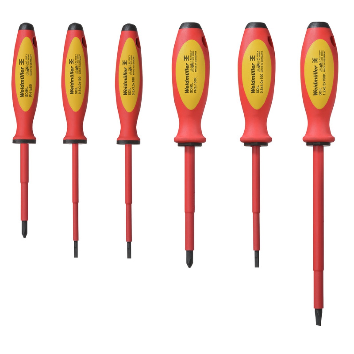 Screwdriver set, Insulated slotted and crosshead Phillips screwdriver set, 6 parts