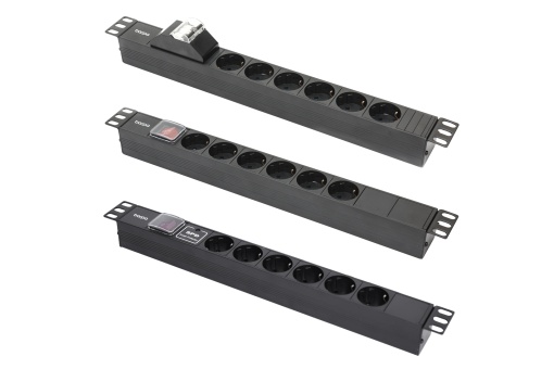 Régua de Tomadas 19'' 1U 8 Tomadas Schuko com Interruptor