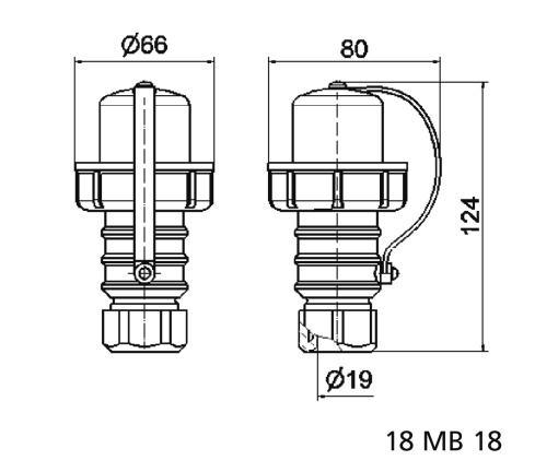 Domestic plug 16A 3p 250V IP67