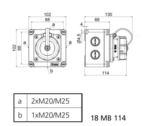 Domestic wall mounting socket outlet straight 16A 3p 250V IP67