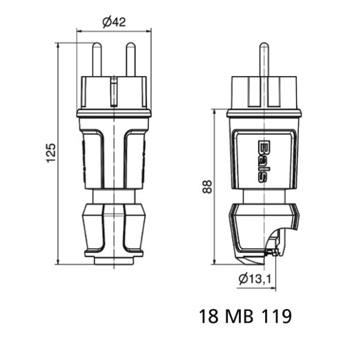 Domestic plug 16A 3p 250V IP44