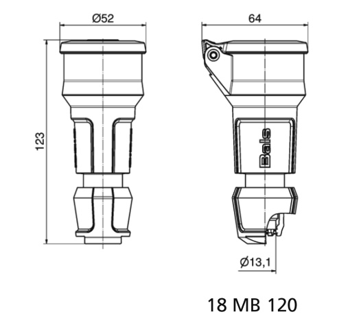 Domestic connector 16A 3p 250V IP54