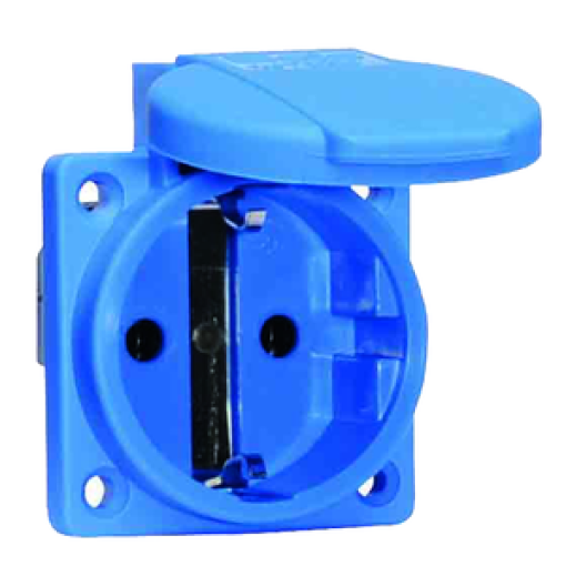 Domestic panel mounting socket outlet straight System F German standard 16A 3p 250V IP54