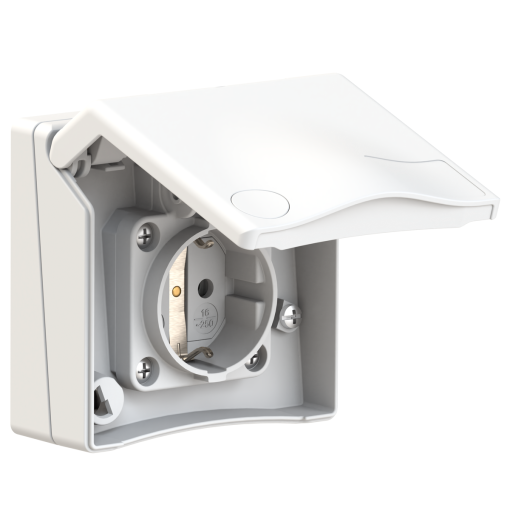 Domestic panel mounting socket outlet straight System F German standard 16A 3p 250V IP44