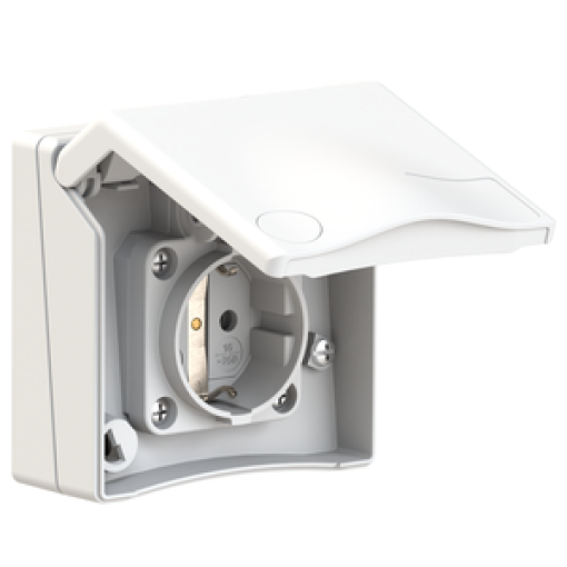 Domestic panel mounting socket outlet straight System F German standard 16A 3p 250V IP44