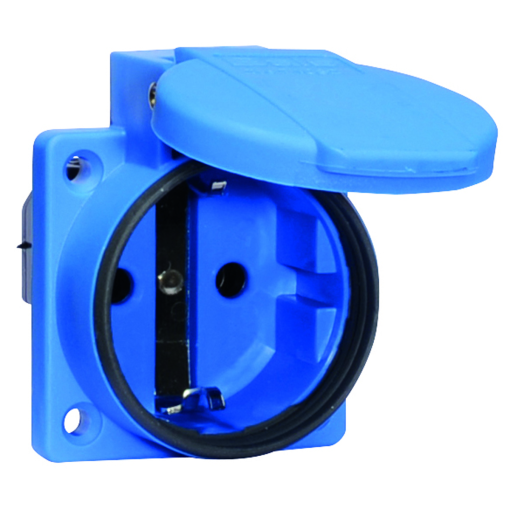Domestic panel mounting socket outlet straight System F German standard 16A 3p 250V IP54