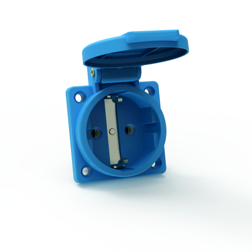 Domestic panel mounting socket outlet QuickConnect screwless pushcontact System F German standard 16A 3p 250V IP54