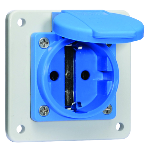 Domestic panel mounting socket outlet straight System F German standard 16A 3p 250V IP54