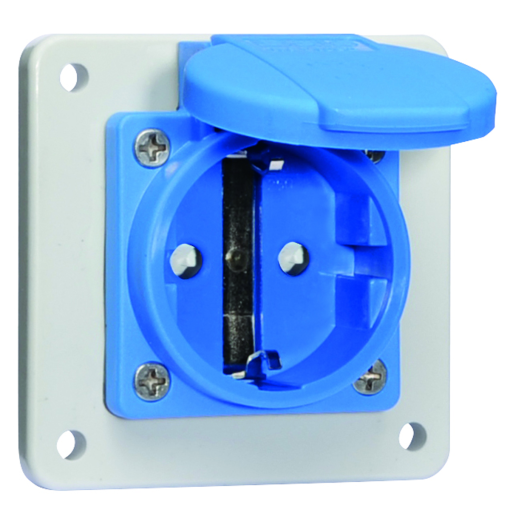 Domestic panel mounting socket outlet QuickConnect screwless pushcontact System F German standard 16A 3p 250V IP54