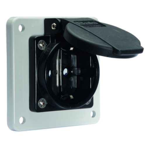 Domestic panel mounting socket outlet QuickConnect screwless pushcontact System F German standard 16A 3p 250V IP54