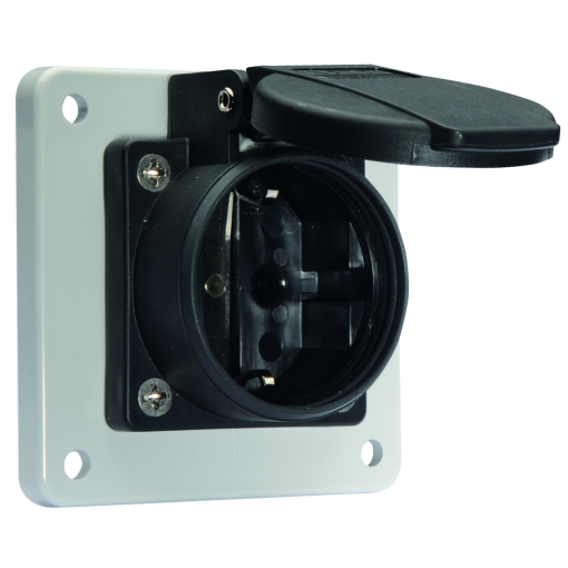 Domestic panel mounting socket outlet straight System F German standard 16A 3p 250V IP54