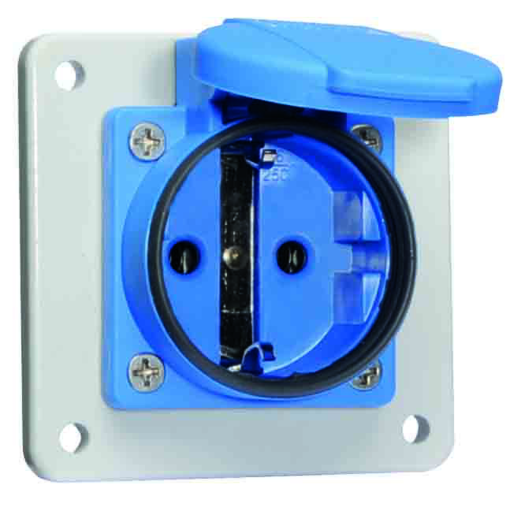 Domestic panel mounting socket outlet QuickConnect screwless pushcontact System F German standard 16A 3p 250V IP54