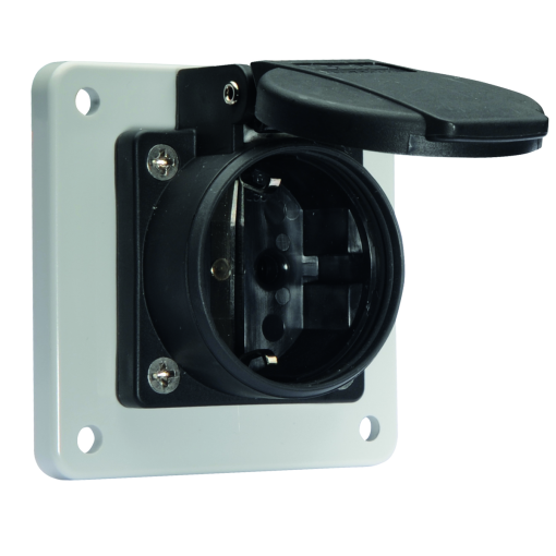Domestic panel mounting socket outlet QuickConnect screwless pushcontact System F German standard 16A 3p 250V IP54