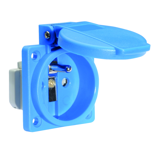 Domestic panel mounting socket QuickConnect screwless pushcontact System E BelgianFrench standard 16A 3p 250V IP54