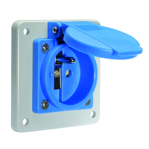 Domestic panel mounting socket QuickConnect screwless pushcontact System E BelgianFrench standard 16A 3p 250V IP54