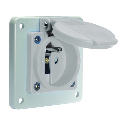 Domestic panel mounting socket QuickConnect screwless pushcontact System E BelgianFrench standard 16A 3p 250V IP54
