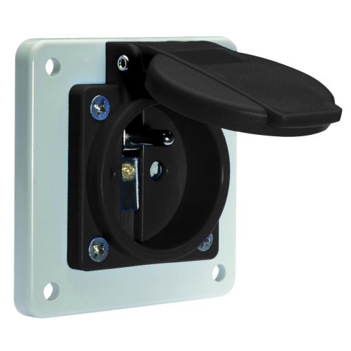 Domestic panel mounting socket QuickConnect screwless pushcontact System E BelgianFrench standard 16A 3p 250V IP54