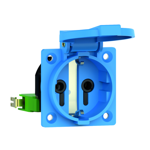 Domestic panel mounting socket outlet straight System F German standard 16A 3p 250V IP54