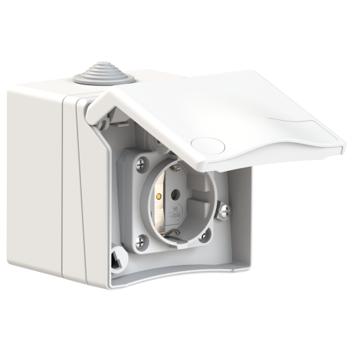 Domestic wall mounting socket outlet straight 16A 3p 250V IP44