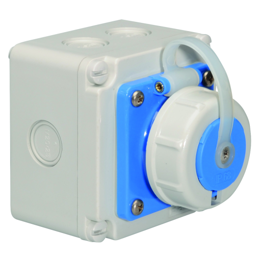 Domestic wall mounting socket outlet straight 16A 3p 250V IP67