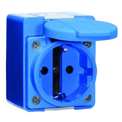 Domestic wall mounting socket outlet straight 16A 3p 250V IP44