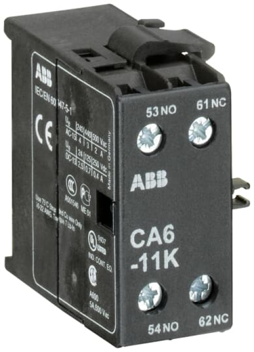 CA6-11K Auxiliary Contact 1NO1NC screw terminal, side mounted