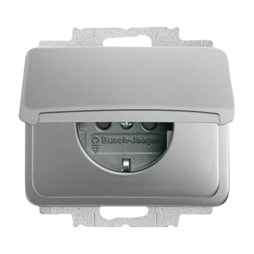 SCHUKO socket insert with Hinged Lid titanium  - alpha