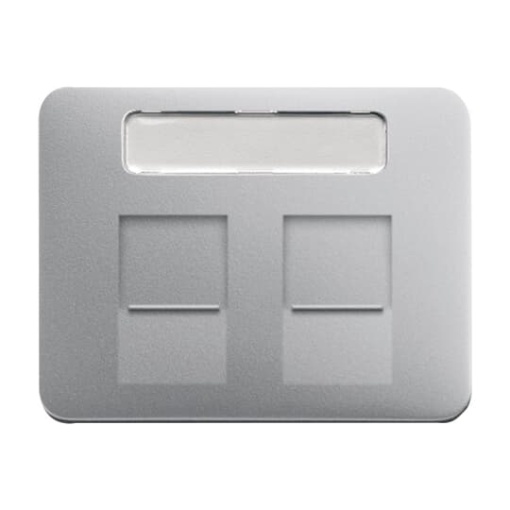 Cover plate with labelling field Modular Jack 2 gang titanium - alpha
