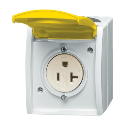BuschNEMA Socket with labelling field with Hinged Lid grey  bluegreen  yellow   ocean