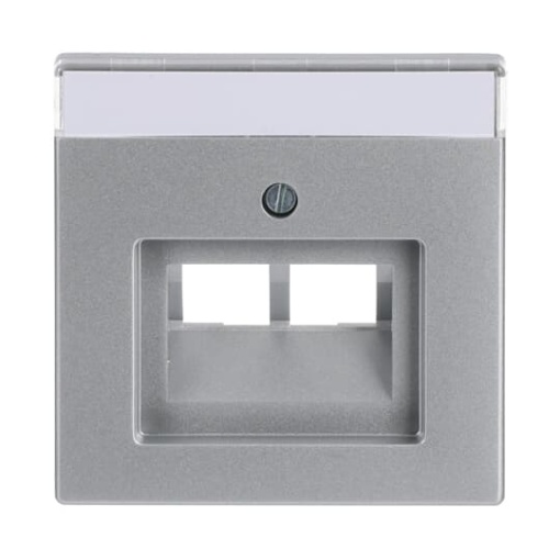 Cover plate with labelling field UAEIAE ISDN 2 gang aluminium silver - Platform 63