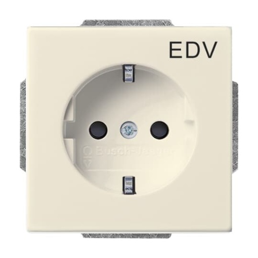 SCHUKO Socket insert with legend EDV Safety Shutter ivory white   Platform 63