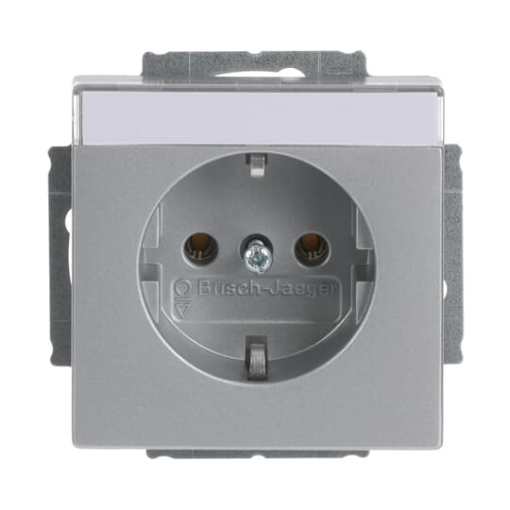 SCHUKO Socket insert with labelling field aluminium silver  - Platform 63