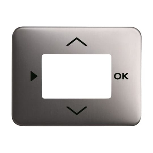 Cover plate with legend Symbols "play, up, down, ok" for Time switch Central cover plate platinum - alpha