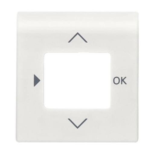 Cover plate with legend Symbols "play, up, down, ok" for Time switch Central cover plate alpine white - impuls