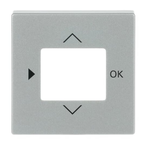 Cover plate with legend Symbols "play, up, down, ok" for Time switch Central cover plate aluminium silver - Platform 63