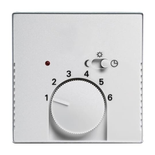 Cover plate with legend Characters 1  6 for Thermostat Turn button 1 sliding switch aluminium silver  Platform 63