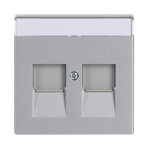 Cover plate with labelling field Modular Jack 2 gang aluminium silver - Platform 63