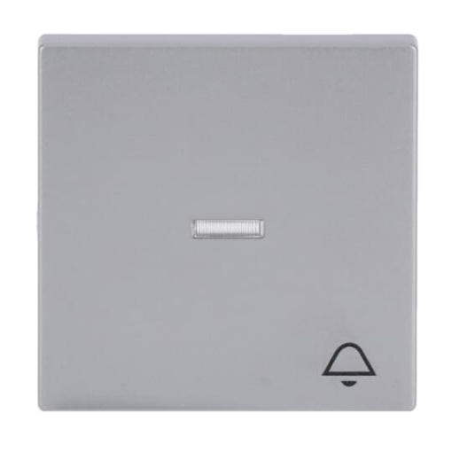 Rocker with legend Symbol "bell" with Small Transparent Calotte for Switchpush button, Single rocker aluminium silver - Platform 63